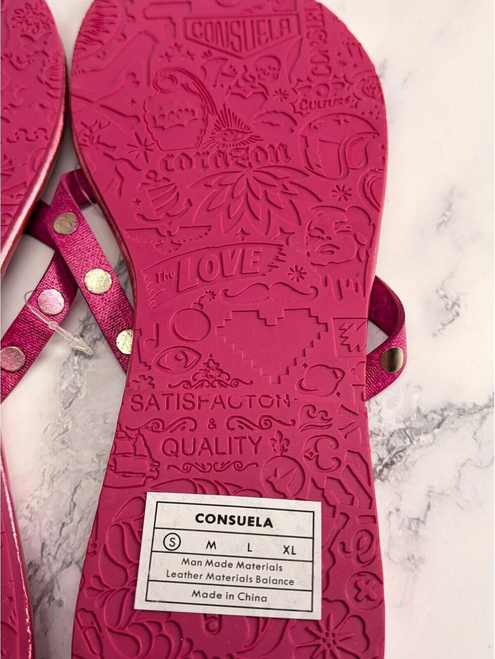 Consuela Pink Metallic Flip Flops Sandals Women’s Size S - Picture 5 of 6
